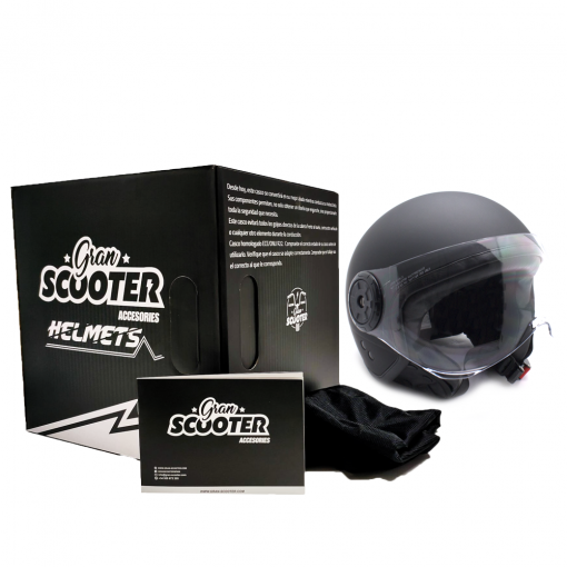 Casco Moto Jet Negro Con gafas Protectoras 8