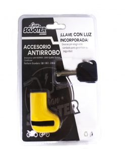 Candado Antirobo Moto Pinza Amarillo Con Luz 7