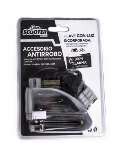 Candado Antirobo Moto Pinza Cromado Con Alarma + Luz 8