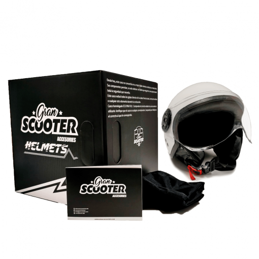 Casco Moto Jet Blanco Con gafas Protectoras 10